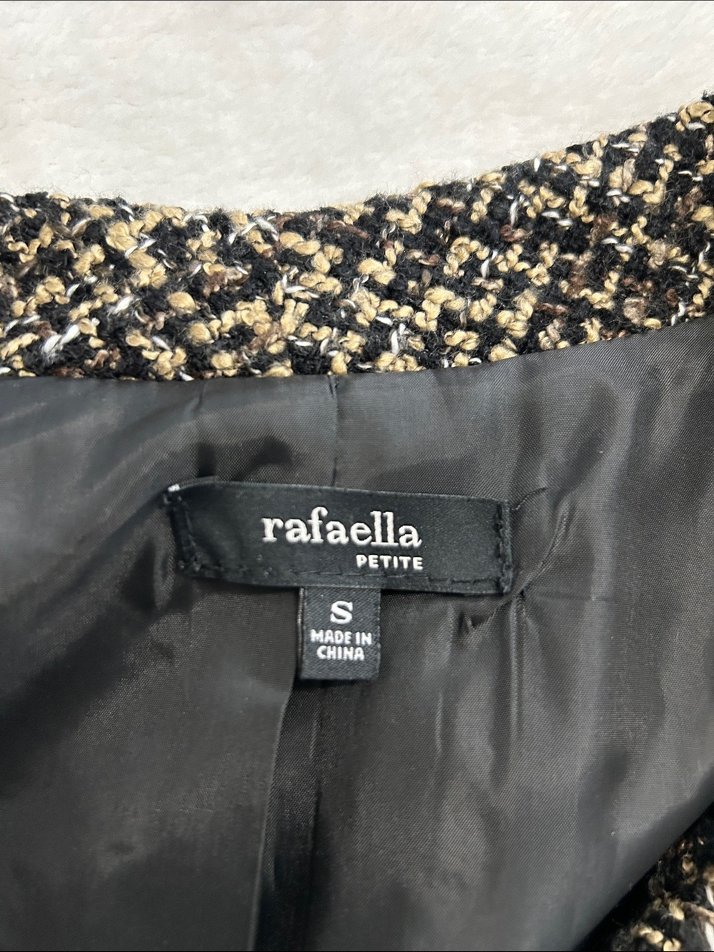 Rafaella Petite Ruffle Blazer Jacket Women’s Small Black Brown Wool Blend - Picture 7 of 11